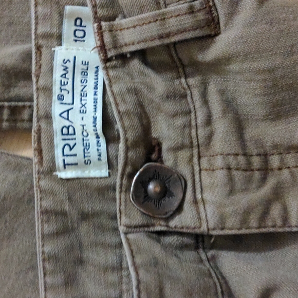 Tribal Jeans Stretch-Extensible Khaki Color Size 10P - Picture 4 of 5